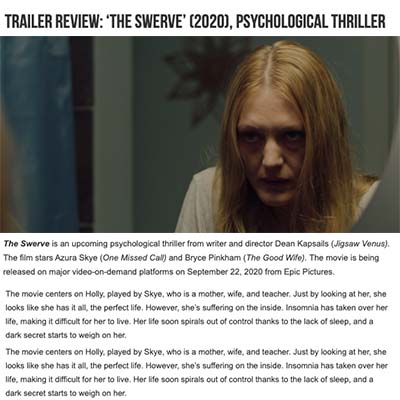Trailer Review: ‘The Swerve’ (2020), Psychological Thriller